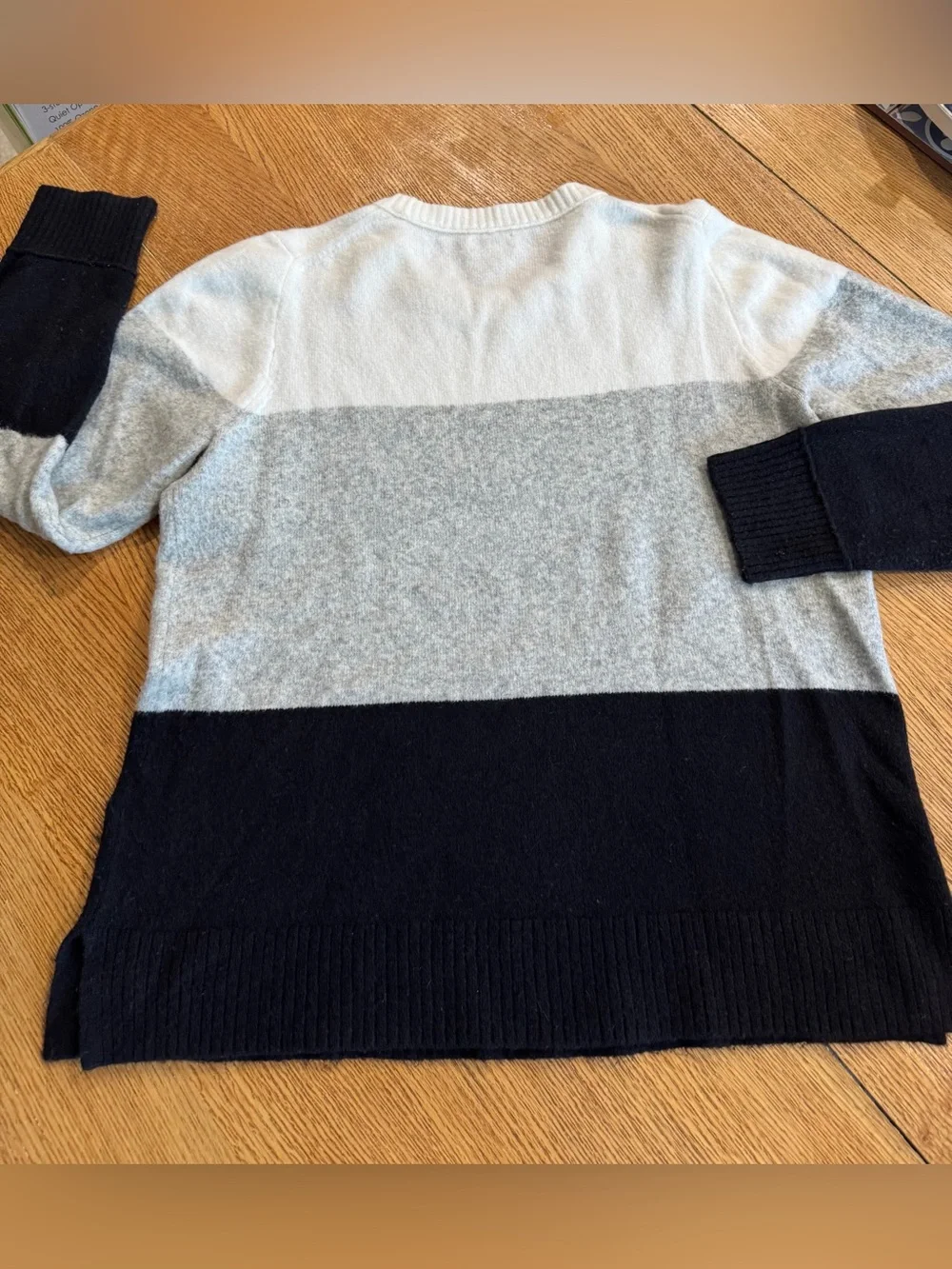 J. Crew Men’s Colorblock Crewneck Sweater in White, Gray and Black